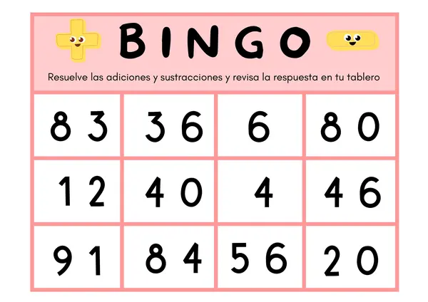 Bingo suma y resta