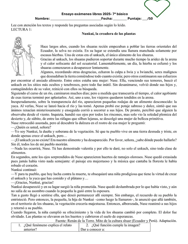 Ensayo exámenes libres nivel 8° básico aplicable como prueba global