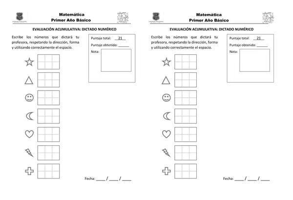 Dictado numérico 1° básico