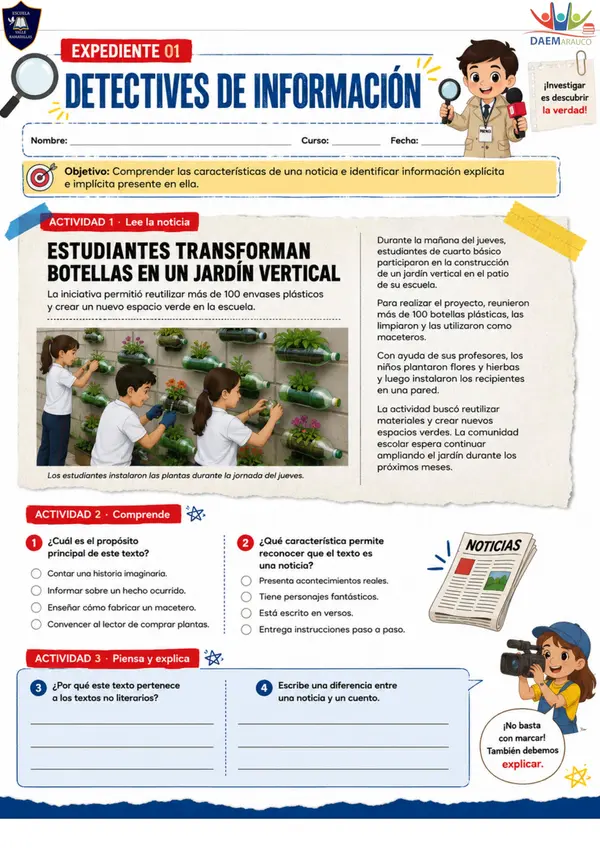 ¡Detectives de noticias! Misión: descubrir la información