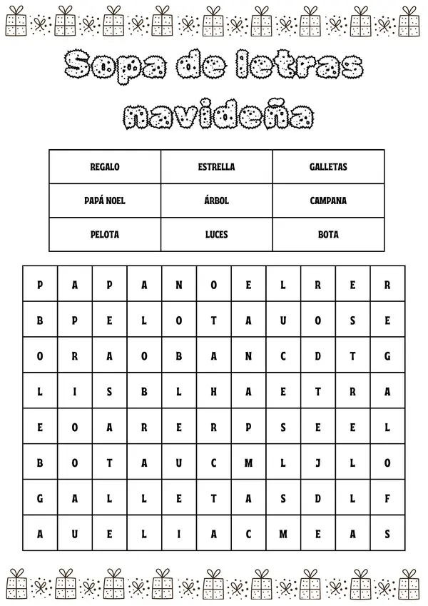 SOPA DE LETRAS NAVIDEÑA
