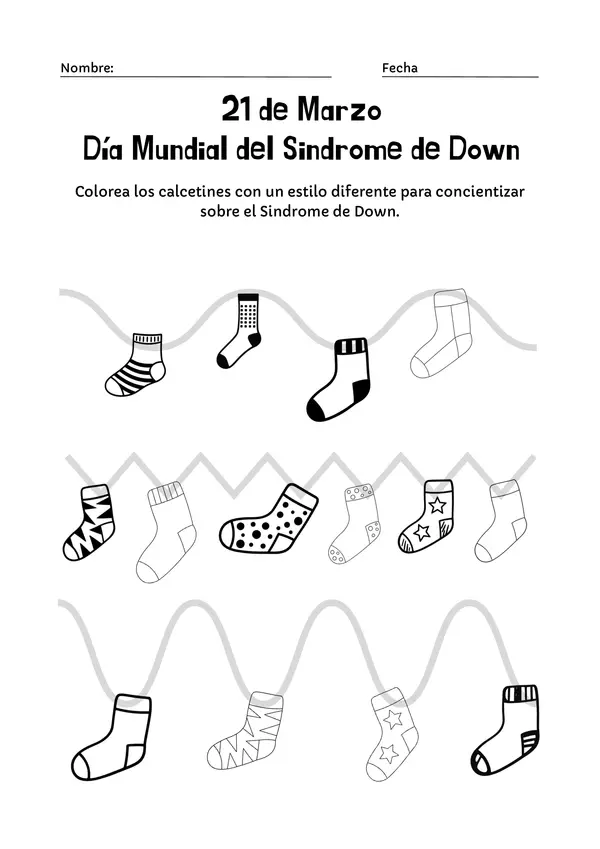 Guía Día Mundial del Sindrome de Down - Pinta los calcetines