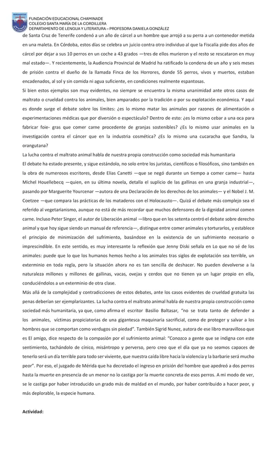 Electivo de argumentación y Participación - comprensión lectora y análisis de texto