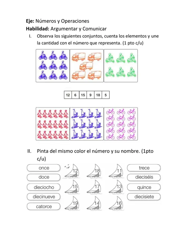 Evaluación matemáticas números 0 - 50 
