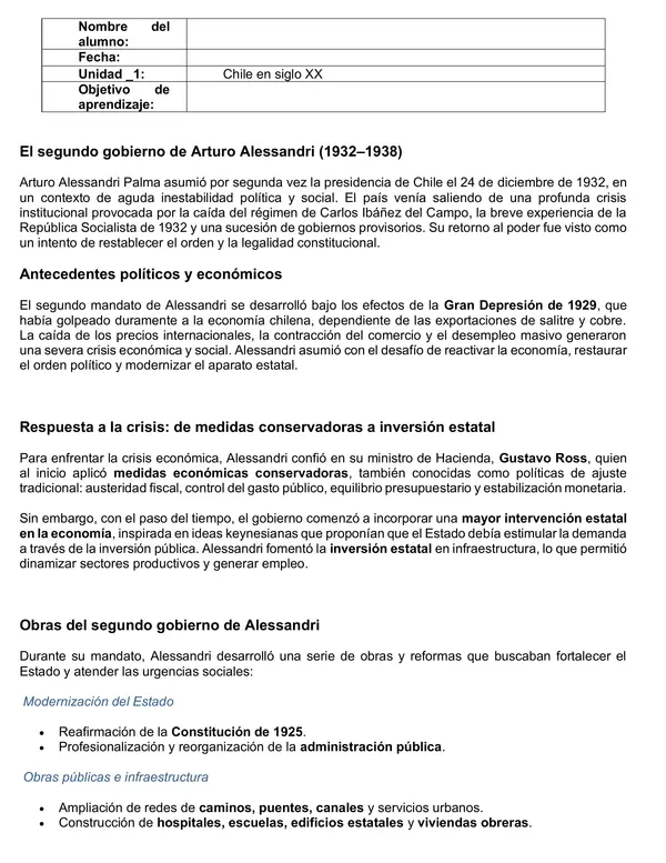 Chile desde Arturo Alessandri hasta el fin de los radicales