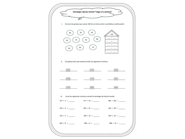 Llega a la centena (cálculo mental)