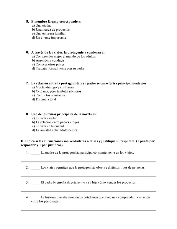 Prueba de Lectura "Kramp" – Comprensión, Análisis y Pauta de Respuestas