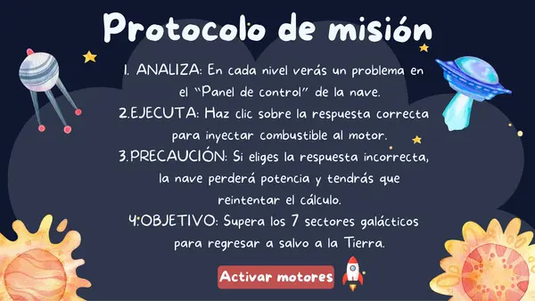 JUEGO MATEMATICO: RESCATE GALACTICO