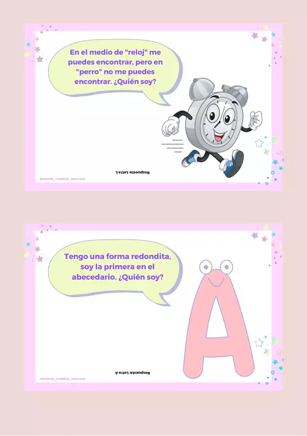 Adivinanzas de las consonantes del Abecedario