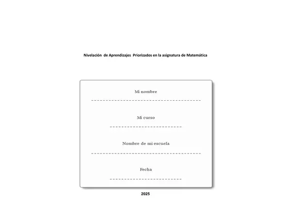Proyecto Nivelación Matemática Segundo OA 20