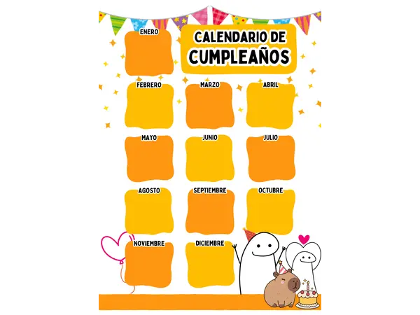Calendario mensual de cumpleaños 