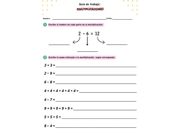 Guía de trabajo: multiplicaciones (3° básico)