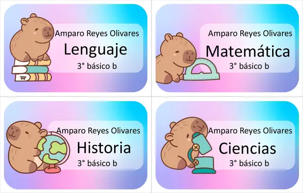 Etiquetas para cuaderno capibara