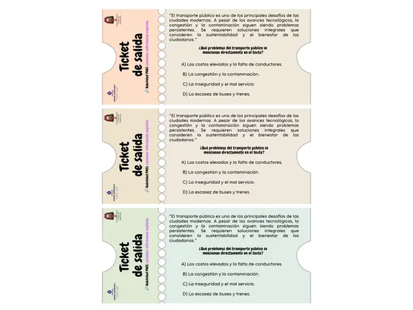 🎟️ Tickets de Salida PAES Lenguaje – Habilidades de Localizar, Interpretar y Evaluar