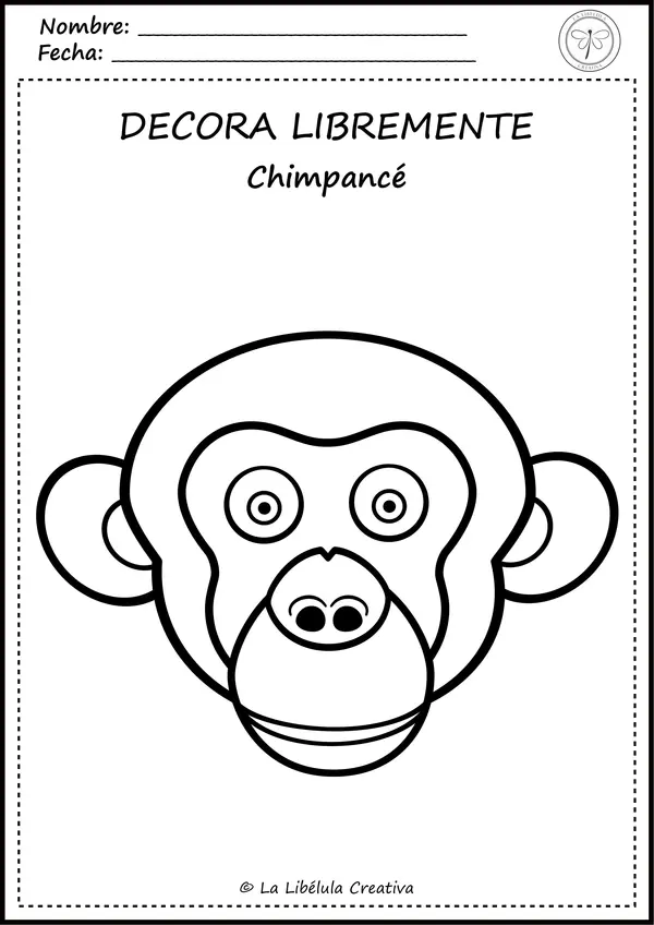 Fichas colorear animales selva jungla salvajes caras