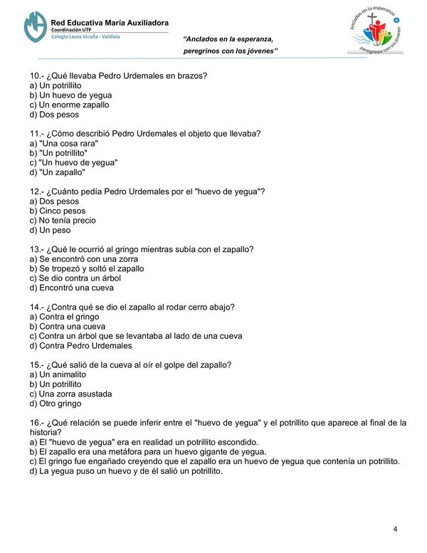 Evaluación comprensión lectora, oración/frase, sujeto y predicado - 7° Básico