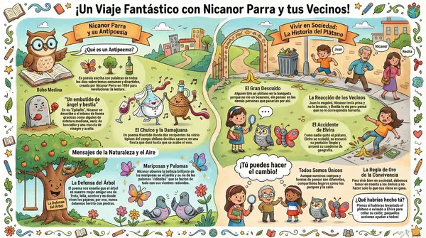 NICANOR PARRA "Un viaje Fantástico con Nicanor parra " antipoesía - Infografía