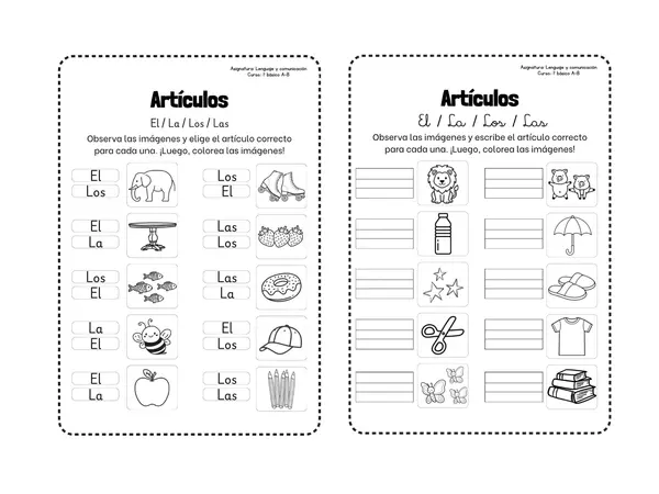 PPT y guía de artículos definidos