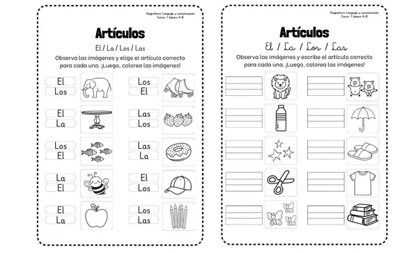 PPT y guía de artículos definidos