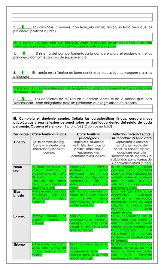Prueba Lectura - Si esto es un hombre