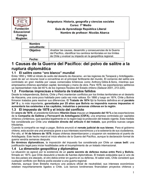Guía de la guerra del Pacifico