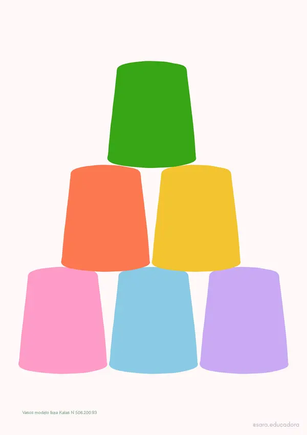 Tarjetas modelo de juego "stack the cup" (Apilar vasos)