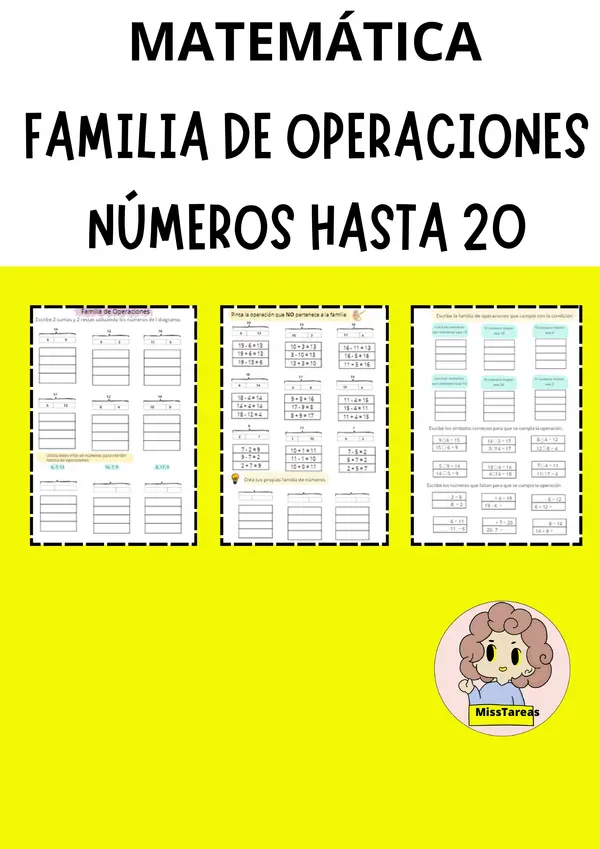 Ficha de Matemática: Familia de Operaciones - Suma y Resta hasta 20