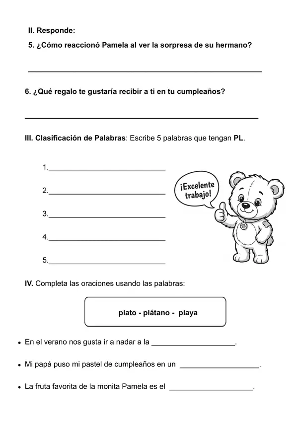 Comprensión Lectoras: Grupos Consonánticos (pl, pr, tl, tr)