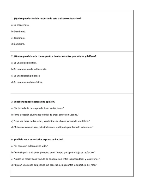 Comprensión lectora: Artículo informativo - Trabajo en equipo