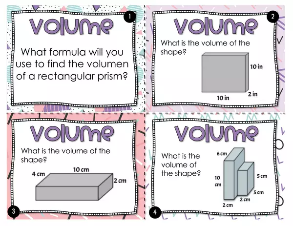 Task Cards Volume rectangular prisms