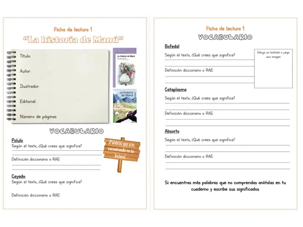 Fichas de lectura - La historia de Manú