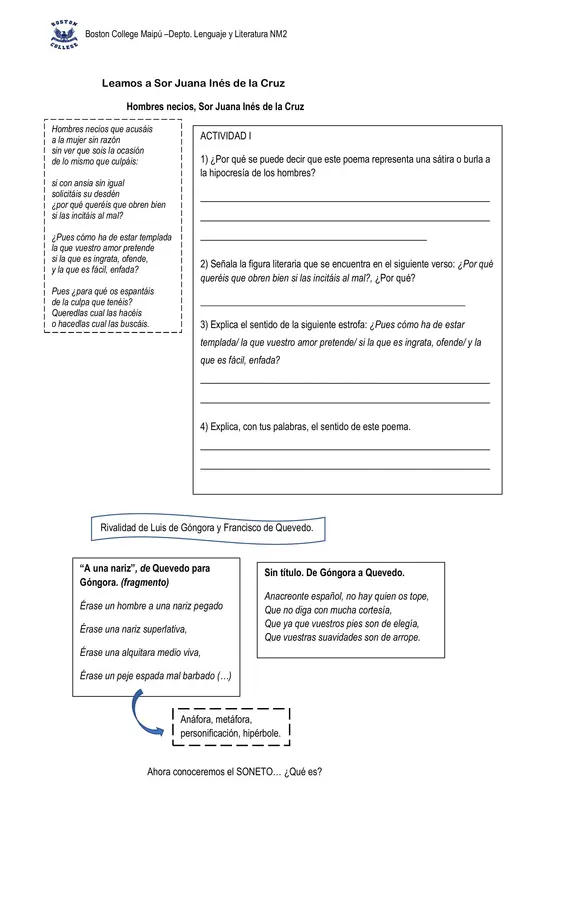 Material 2° medio Lengua y Literatura, Unidad III Lírica. Guía Siglo de Oro.  