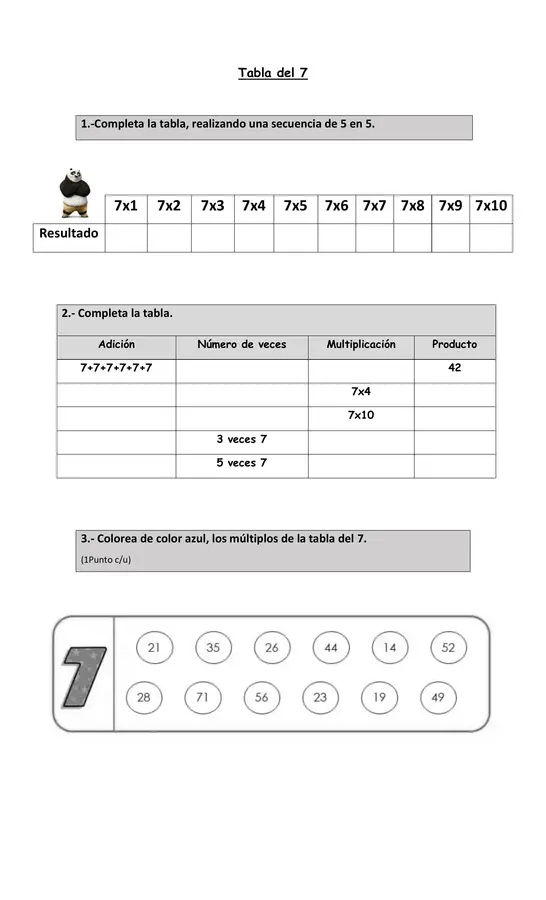 Guia: Tabla del 6, 7, 8 y 9