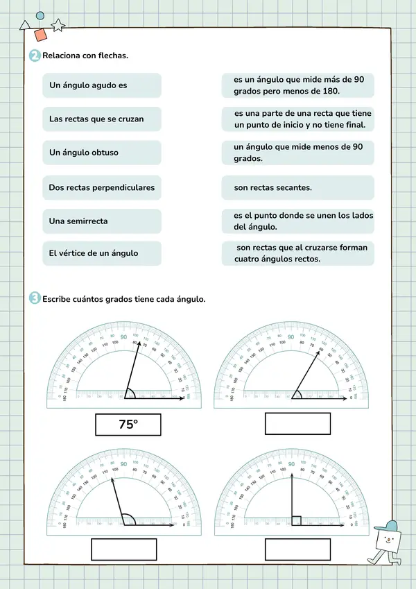 Guía de ejercicios Clasificación de ángulos