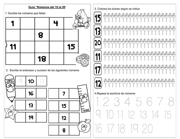 Guía 1° básico "Números del 10 al 20"