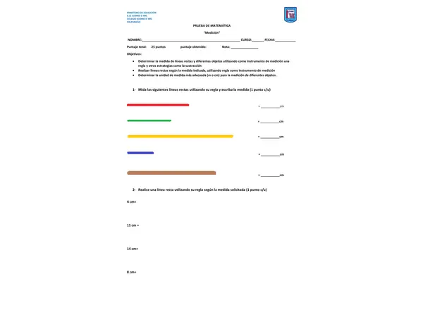 Prueba medición 2do básico