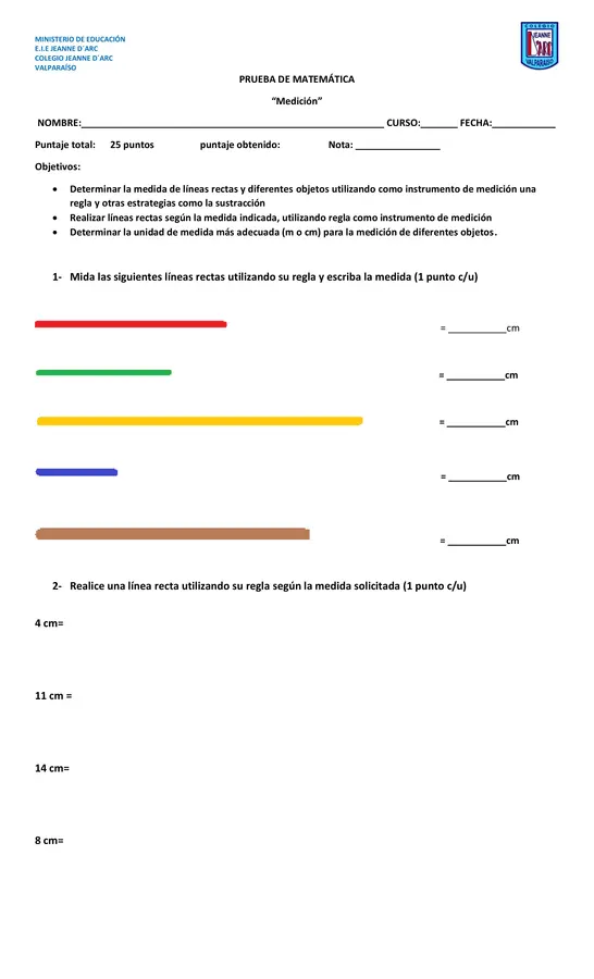 Prueba medición 2do básico