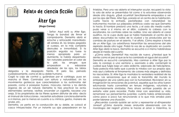 Guía de trabajo - Relato de ciencia ficción "Álter Ego"