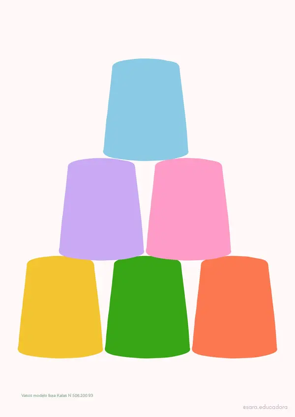 Tarjetas modelo de juego "stack the cup" (Apilar vasos)
