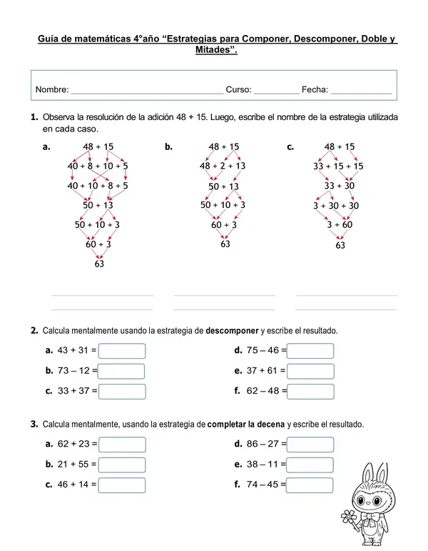 Guía de matemática "Estrategias para Componer, Descomponer, Dobles y Mitades".