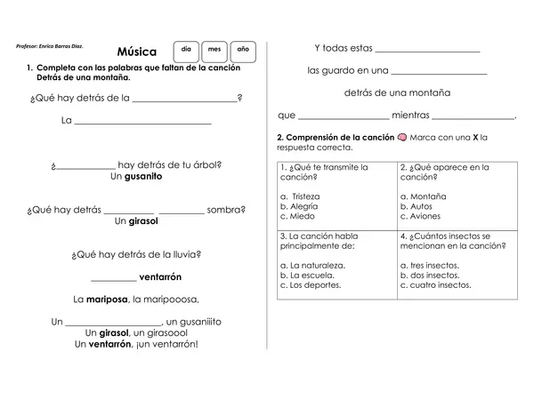 Canción "Detrás de mi montaña" N2
