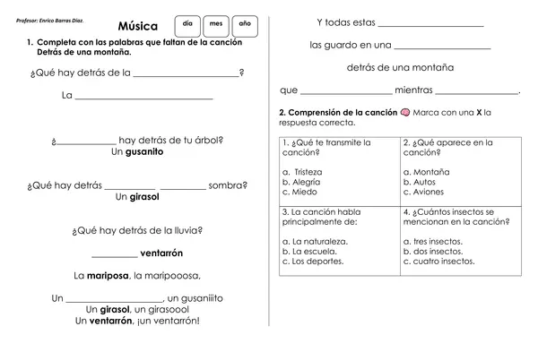 Canción "Detrás de mi montaña" N2