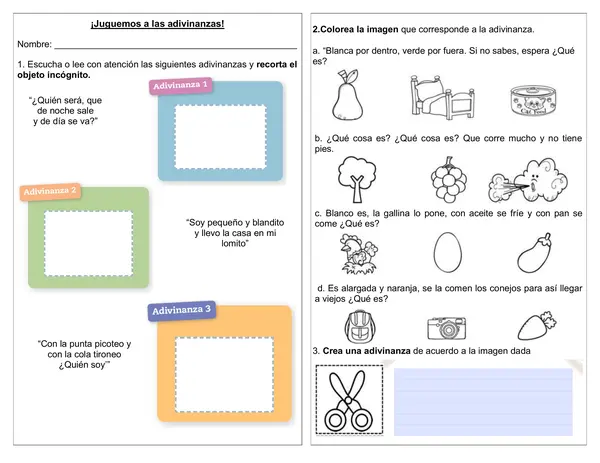 Guía 1°  básico ¡Juguemos a las adivinanzas!