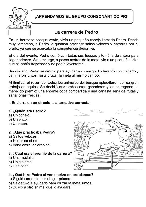 Comprensión Lectoras: Grupos Consonánticos (pl, pr, tl, tr)