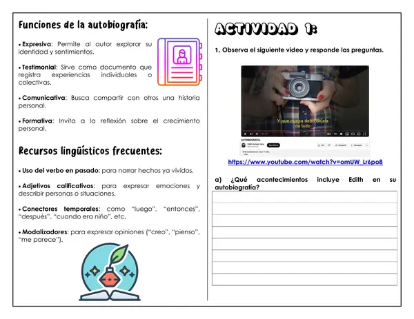 Guía de trabajo - La autobiografía