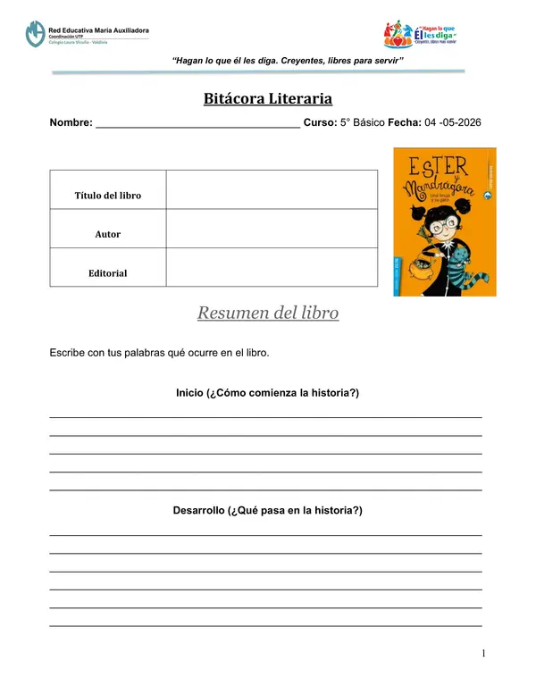 Bitácora Literaria - Ester y Mandrágora 