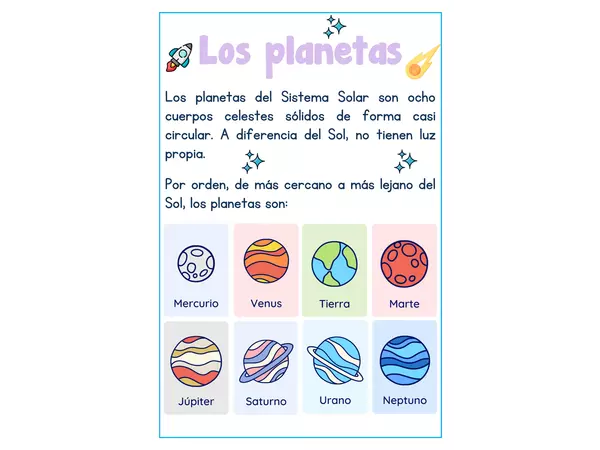 Fichas sobre los planetas