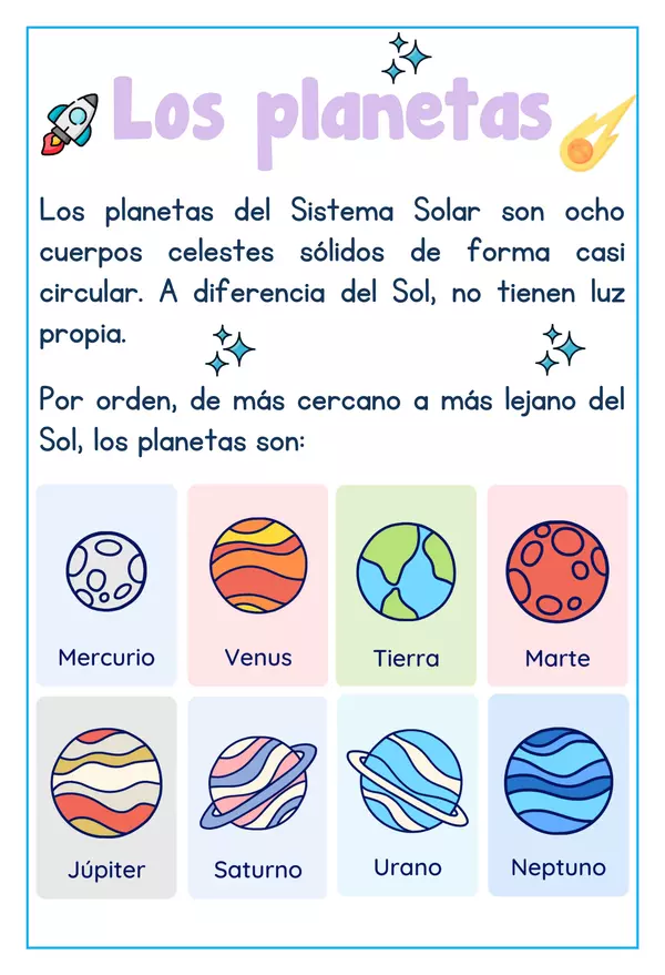Fichas sobre los planetas