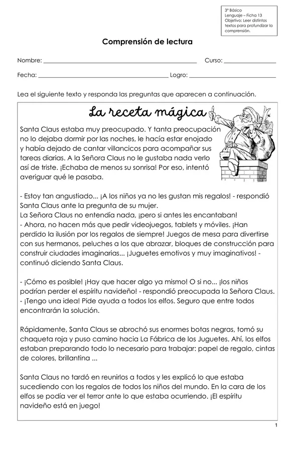 Comprensión de lectura (Cuento)