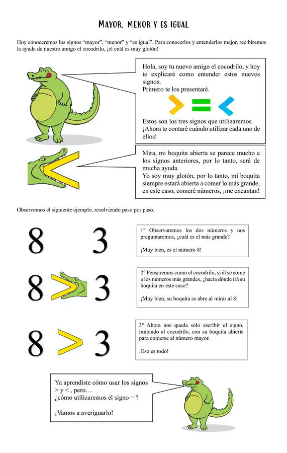 Igualdad y desigualdad / signos mayor, menor, es igual